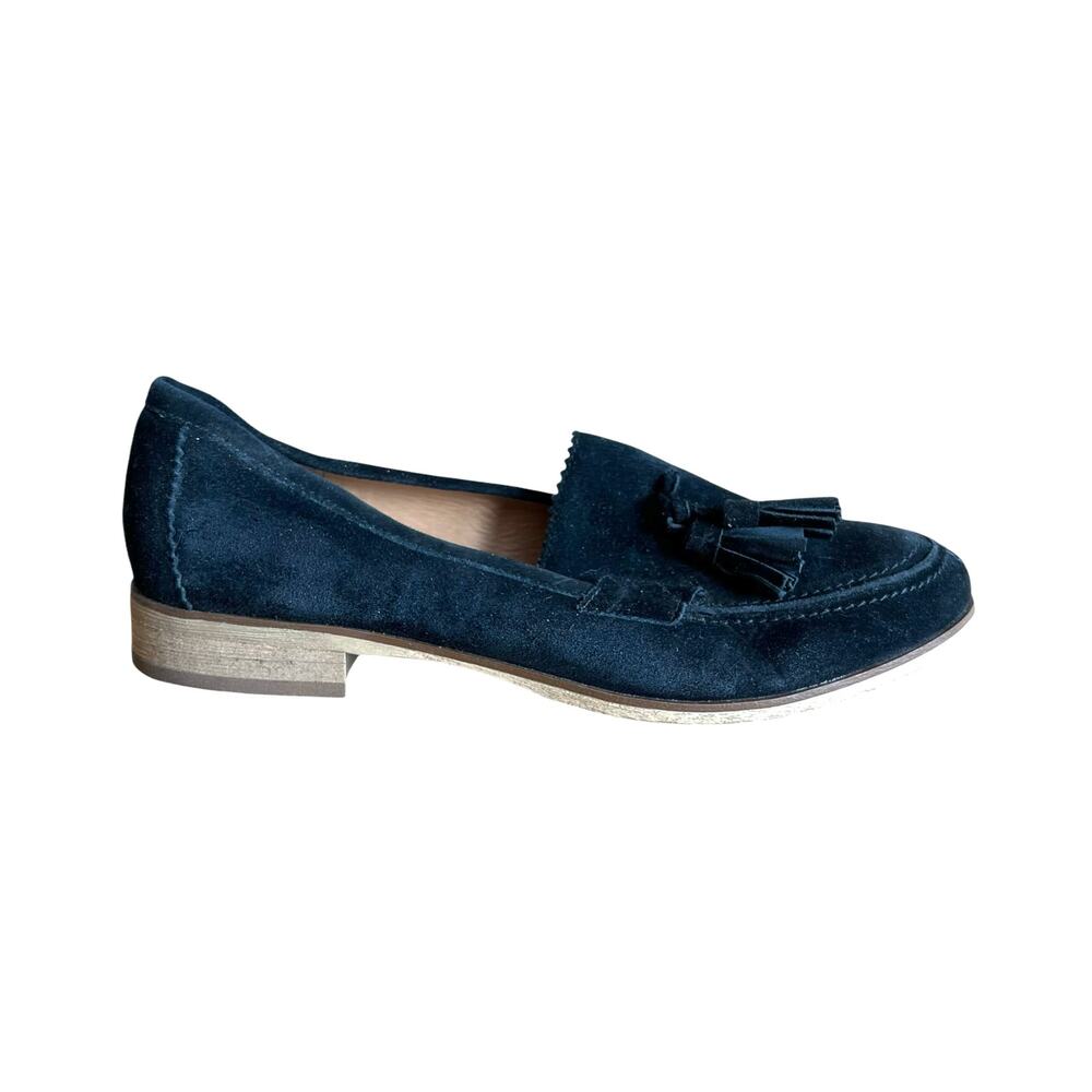 Franco Sarto Brenda Suede Tassel Loafer in Black Women's 9.5